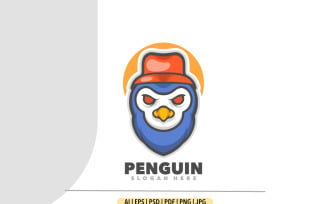 Penguin head mascot logo simple