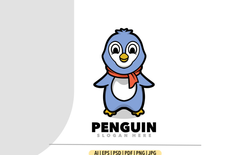 Penguin mascot cartoon design illustration Logo Template