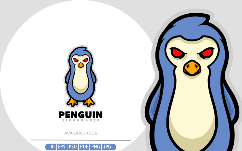Penguin mascot cartoon design logo Logo Template