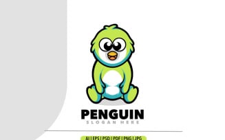 Penguin mascot cartoon logo illustration