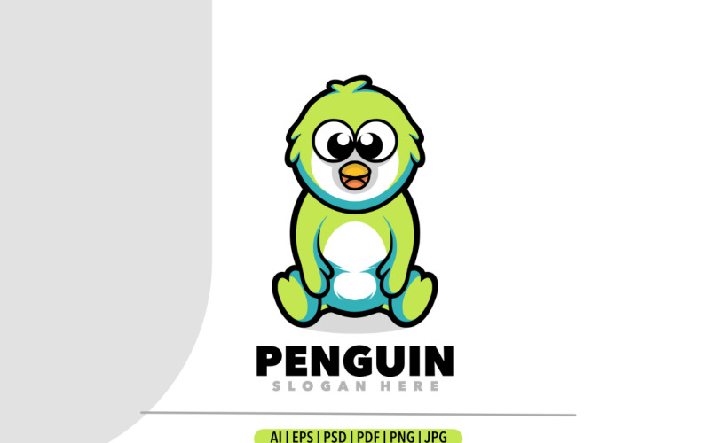 Penguin mascot cartoon logo illustration Logo Template