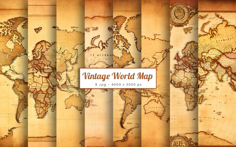 Antique Vintage World Map Digital Paper Texture Background