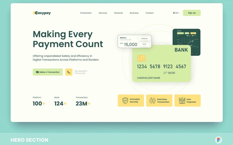 EasyPay - Payment Hero Section Figma Template UI Element