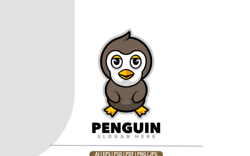 Penguin mascot cartoon logo design simple Logo Template