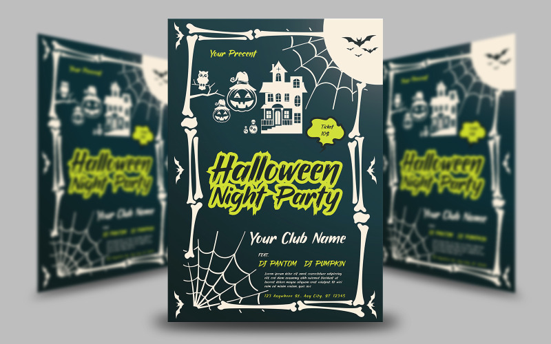 Scary Halloween Night Party Flyer Template Corporate Identity