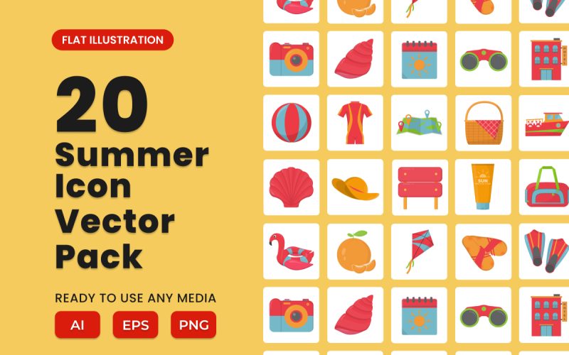 Summer 2D Icon Illustration Set Vol 3 Vector Graphic