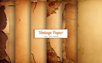 Vintage Torn Paper Textures Digital Paper, Old brown Paper Texture background