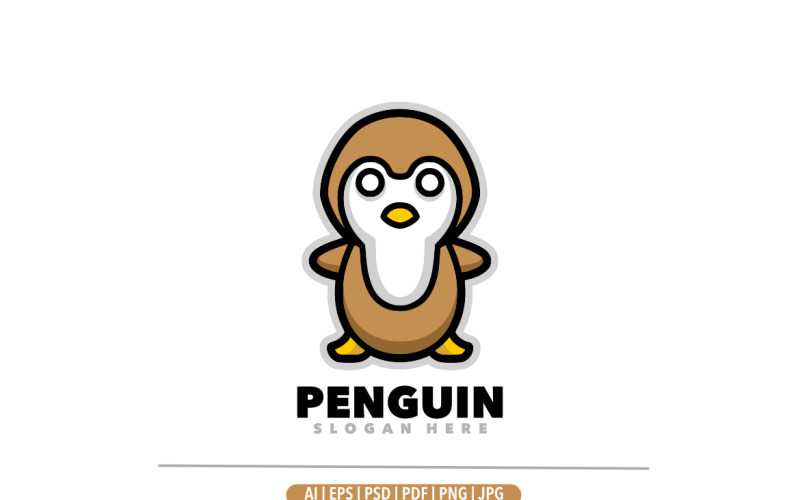 Cute penguin cartoon mascot design Logo Template