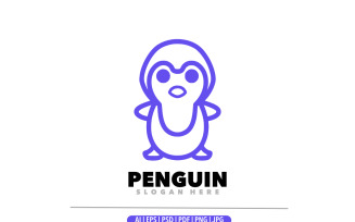 Penguin line art logo design
