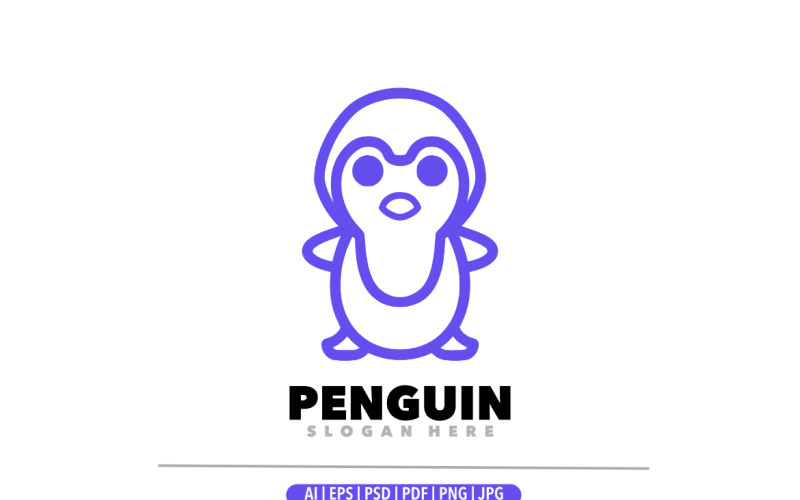 Penguin line art logo design Logo Template