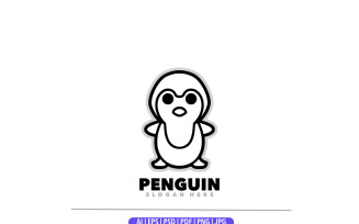 Penguin mascot flat design logo