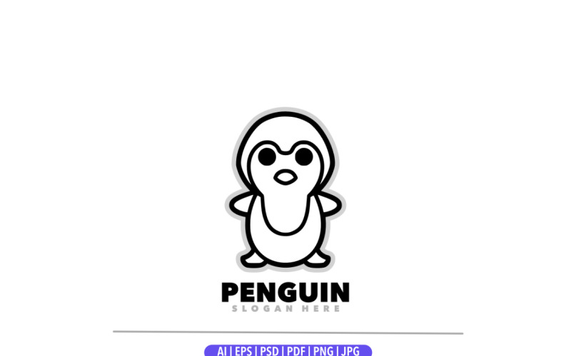 Penguin mascot flat design logo Logo Template