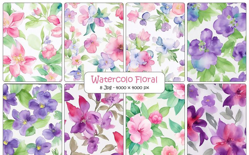 Watercolor floral seamless pattern Background