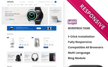 "Etronic - The Mega Electronic Store" Responsive WooCommerce Thema №100519