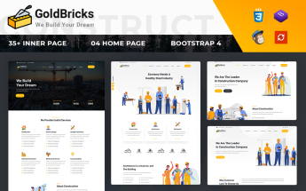 Tema Siti Web Responsive #101010 "GoldBricks - Construction Agency"