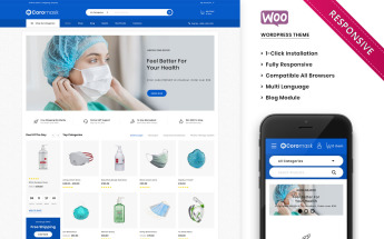 Reszponzív Coromask - The Premium Medical Responsive WooCommerce sablon 101274
