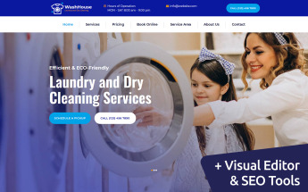 Moto CMS 3 Template namens "WashHouse - Laundry and Dry Cleaning" #104876