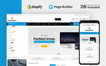 Template Shopify Responsive #104833 "Electrodream Electronics Store"