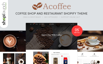 Responzivní Shopify motiv "Acoffee - Coffee Shop And Restaurant" #108850