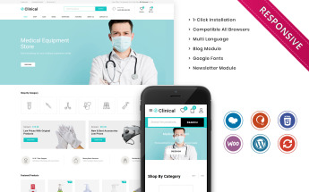 Modello WooCommerce Responsive #109406 "Clinical - The Medical Store Responsive"
