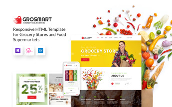 Modello Siti Web Responsive #47684 "Grocmart - Grocery Store Multipage Classic HTML"