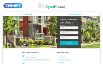 Reszponzív Cyan House - Real Estate Agency Classic HTML Nyítóoldal sablon 53795