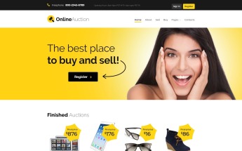 Responsivt Online Auction - Auction Responsive Clean HTML Hemsidemall #53883