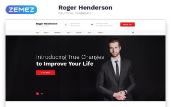 Reszponzív Roger Henderson - Political Candidate Classic Multipage HTML Weboldal sablon 57552