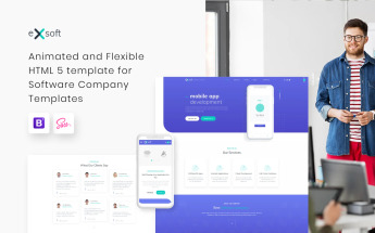 "eXsoft - Software Company Responsive" modèle web adaptatif #57621
