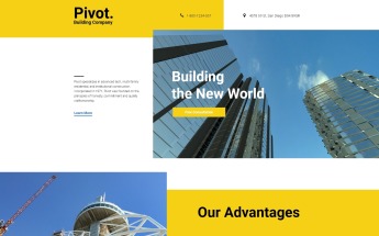 "Pivot - Construction Company Clean HTML" Bootstrap Landingspagina Template №58128