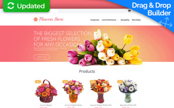 Plantilla MotoCMS Para Comercio Electrónico Responsive para Sitio de Tienda de Flores #58838