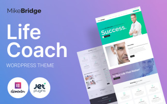 Tema WordPress Responsive #58914 "Mike Bridge - Motivational Coach"