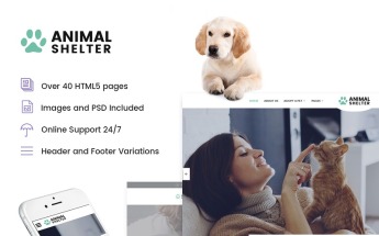 Website Vorlage namens "Animal Shelter - Animal Care Responsive" #61279