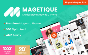 "Magetique - AMP-Ready Multipurpose Magento 2 Theme" - адаптивний Magento шаблон №62000