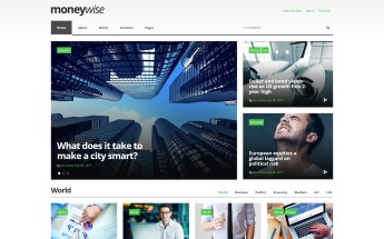 Tema Siti Web Responsive #62058 "Moneywise - Financial News Magazine Responsive Multipage"