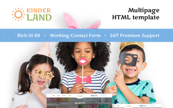 Responsivt Kinder Land - Kids Center Responsive HTML5 Hemsidemall #62263