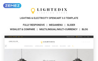 Responsive OpenCart Vorlage für Lighting & Strom #64659