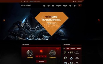 Website Vorlage namens "Game Island - Community Portal Gaming Multi Purposes Bootstrap" #68596