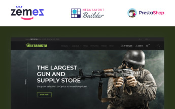 PrestaShop Theme namens "Militarista - Weapons Store" #69865
