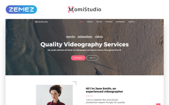 Landing Page Template namens "MomiStudio - Videography Services HTML5" #70053
