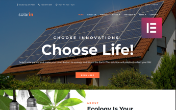 WordPress Theme namens "Solarin - Solar Energy Company Elementor" #70681