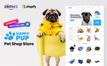Reszponzív Happy Pup - Pet Shop Store Shopify sablon 71619
