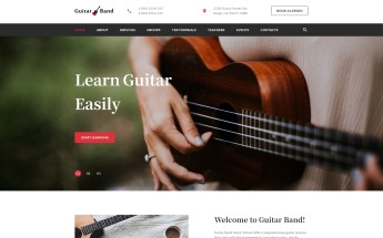 "Guitar Band - Cool Music School HTML" modèle de page d'atterrissage adaptatif #71974
