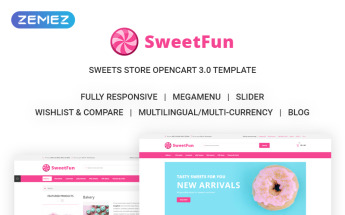 Responsywny szablon OpenCart SweetFun - Minimalistic Sweets Online Store #73213