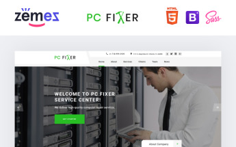 Landing Page Template namens "PC Fixer - Computer Repair Services HTML" #73434