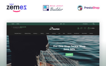 PrestaShop Theme namens "Attraper - Fishing eCommerce Bootstrap Template" #73642