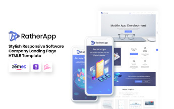 Landing Page Template namens "RatherApp - Software Company HTML" #73762