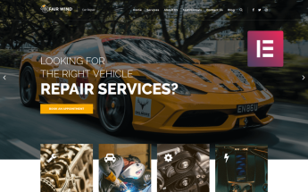 "Fair Wind - Car Repair Modern Elementor" 响应式WordPress模板 #76007