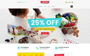 MotoCMS E-Commerce Vorlage namens "LitTOLS - Toys & Games Store" #76633