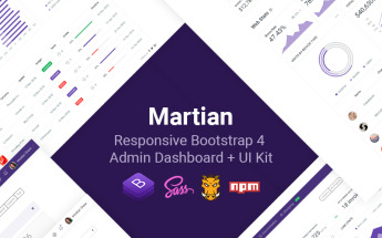 "Martian - Developer-friendly Bootstrap 4 + UI Kit" Bootstrap Admin Template №76873